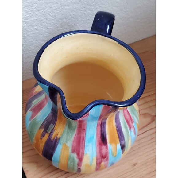 Tabletops Unlimited Pitcher Madrid Brush Stroke Paint Brush Stripe Dinnerware - Picture 5 of 6